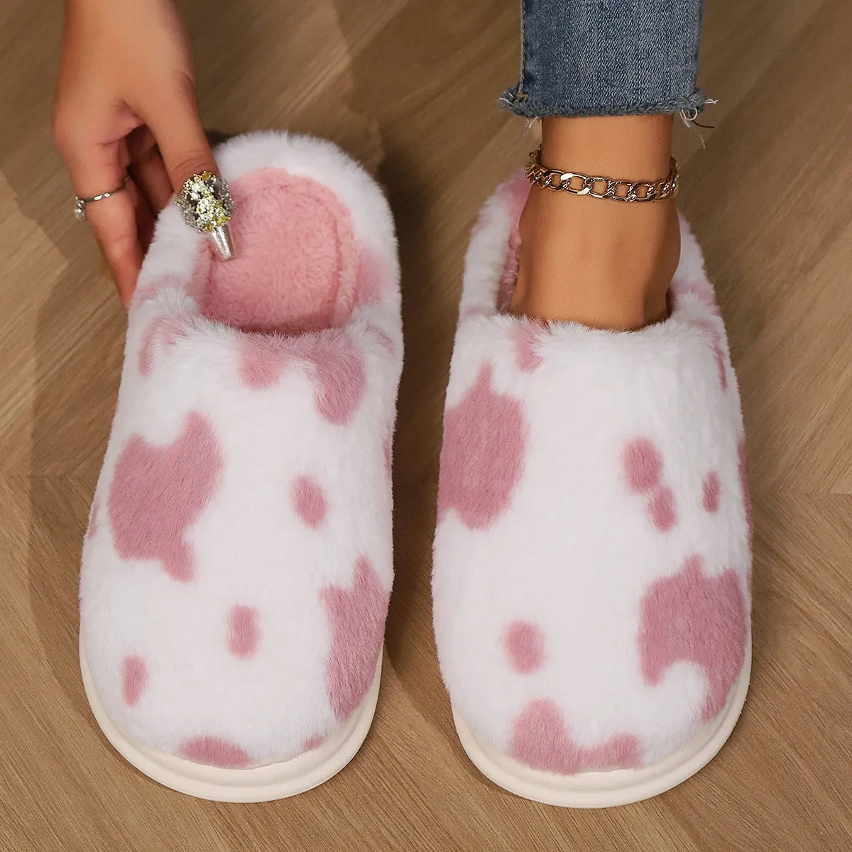 Chausson vache femme | Chaleur, confort cocooning & semelle antidérapante