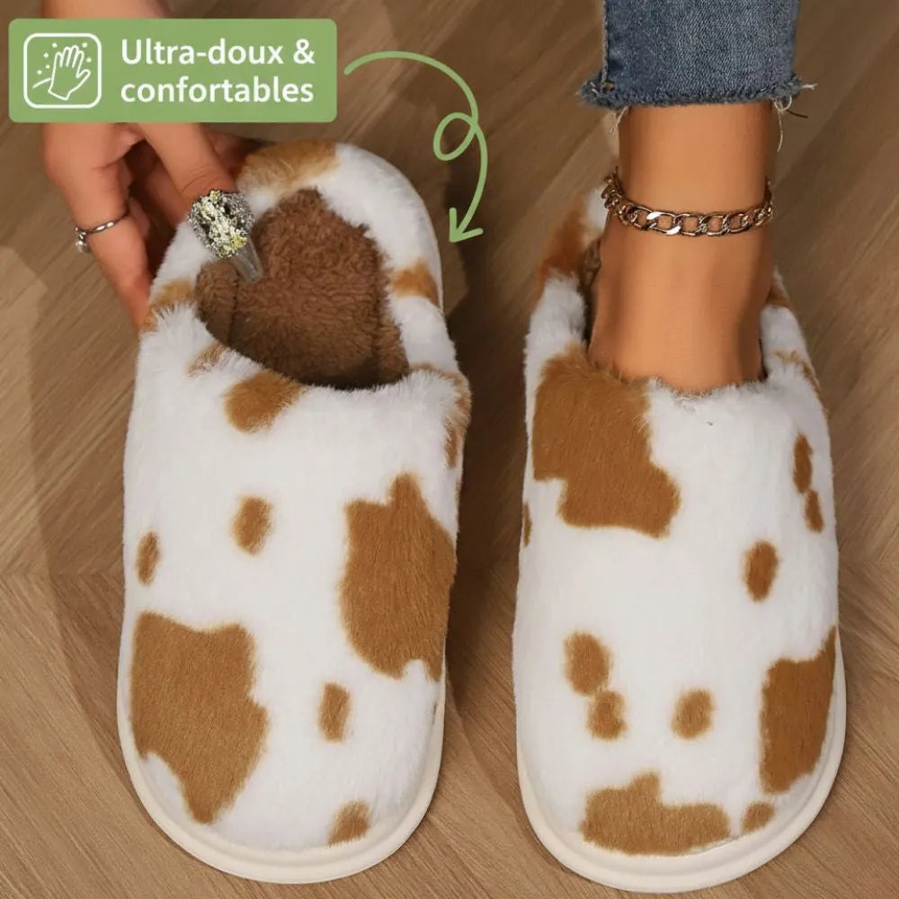 Chausson vache femme | Chaleur, confort cocooning & semelle antidérapante