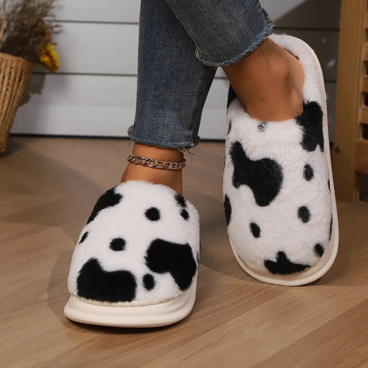 Chausson vache femme | Chaleur, confort cocooning & semelle antidérapante