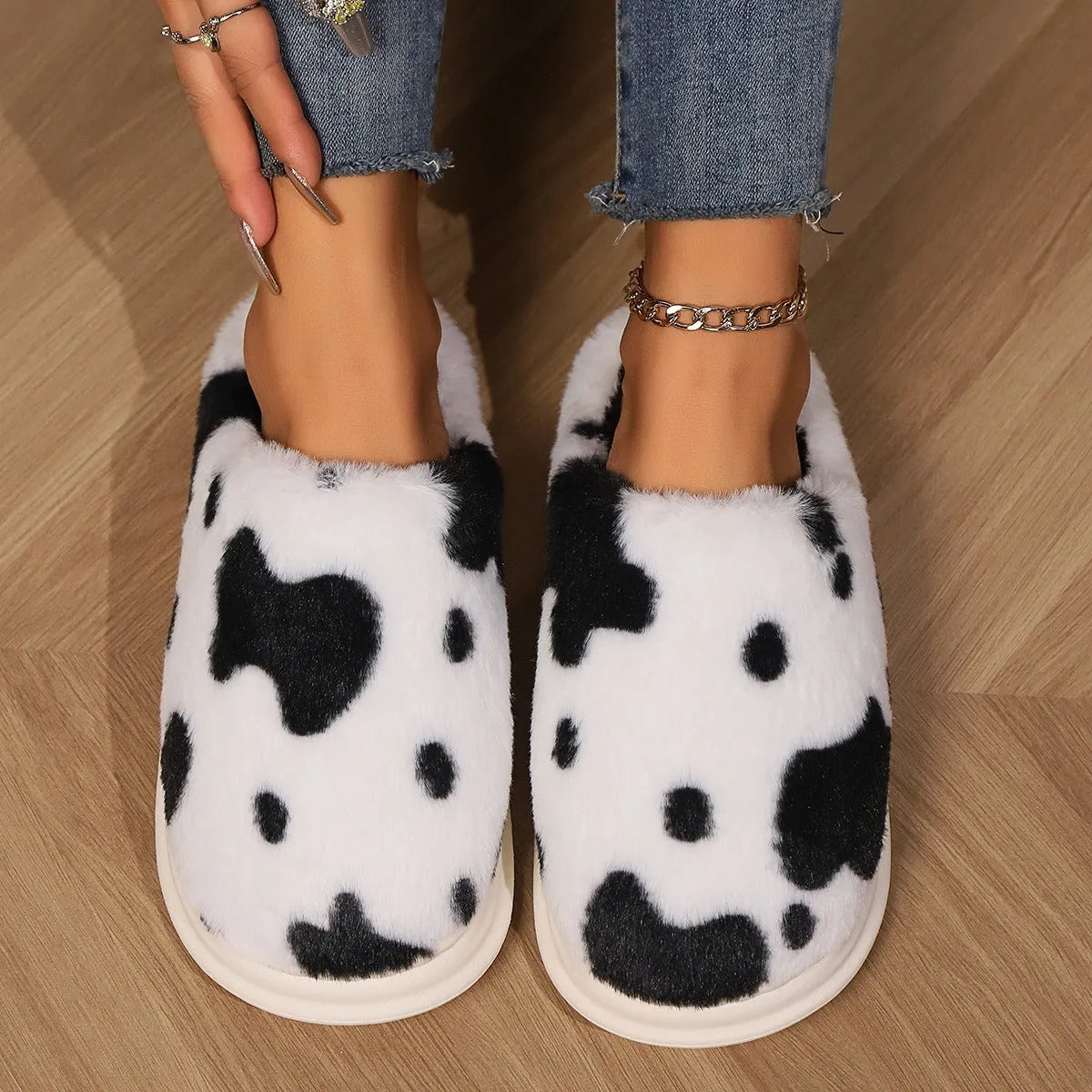 Chausson vache femme | Chaleur, confort cocooning & semelle antidérapante