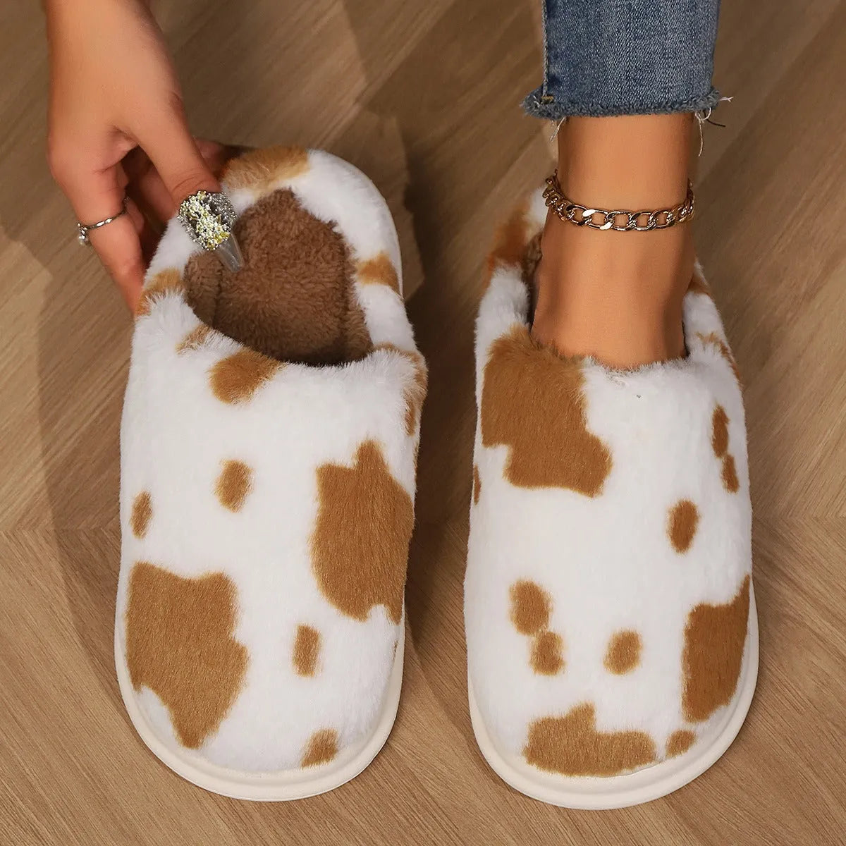 Chausson vache femme | Chaleur, confort cocooning & semelle antidérapante