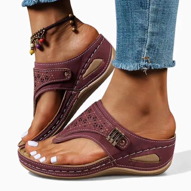 Sandales compensées confortables en cuir pour femmes – Élégance et bien-être garantis