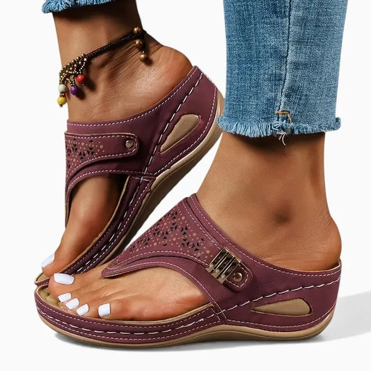 Sandales compensées confortables en cuir pour femmes – Élégance et bien-être garantis