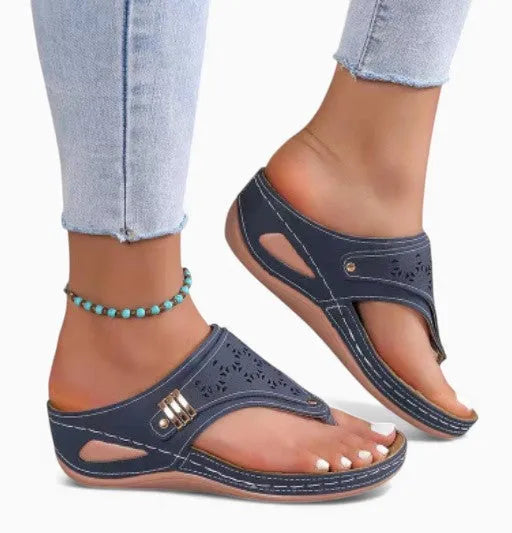 Sandales compensées confortables en cuir pour femmes – Élégance et bien-être garantis