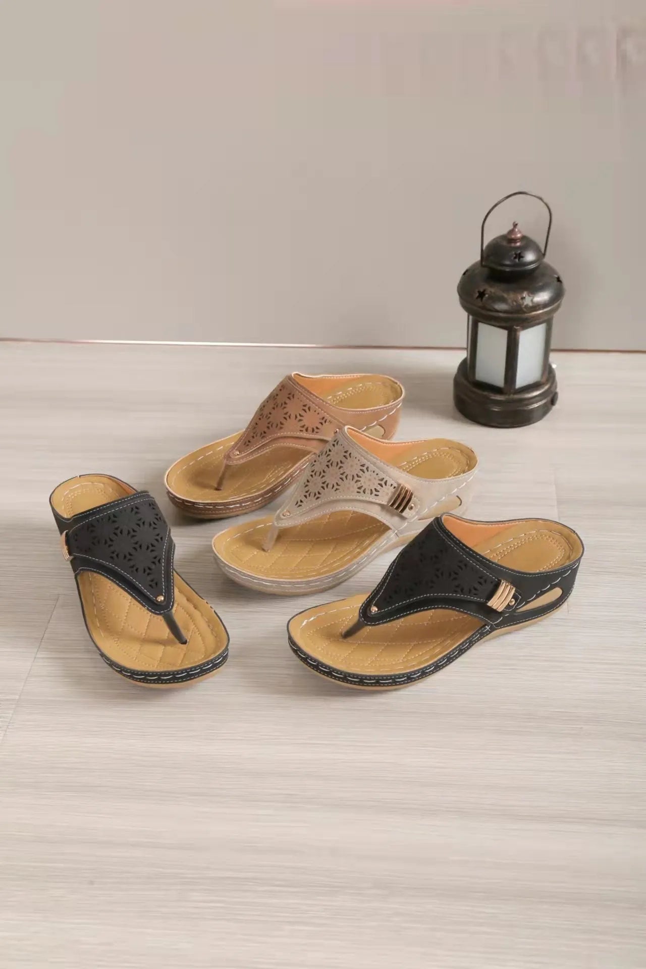 Sandales compensées confortables en cuir pour femmes – Élégance et bien-être garantis