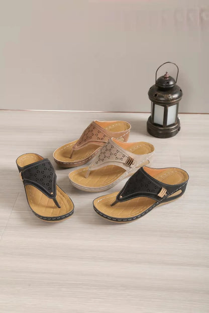 Sandales compensées confortables en cuir pour femmes – Élégance et bien-être garantis